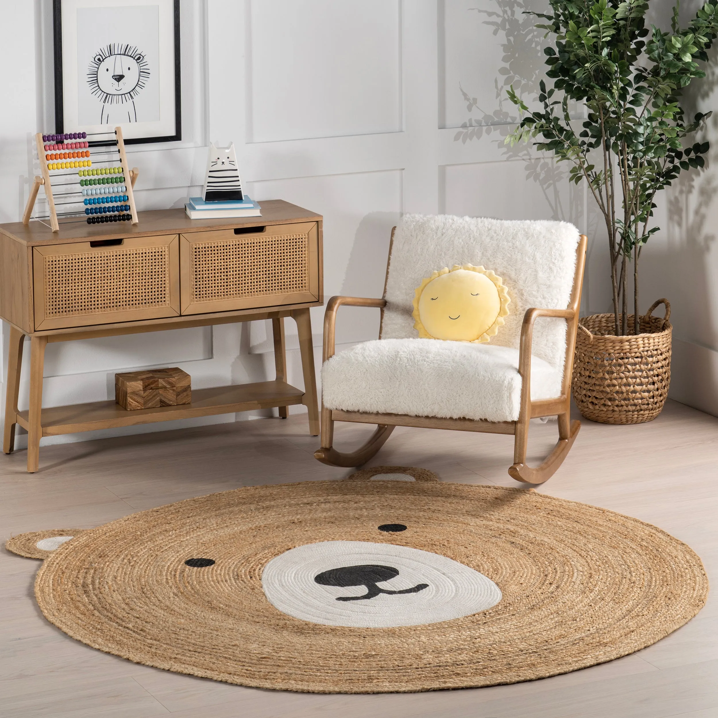 Ravenna Bear Handwoven Kids Jute Area Rug