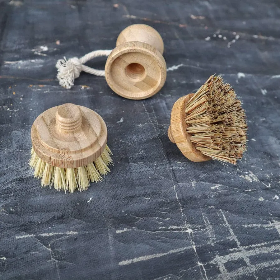 Refillable Sisal Dish Hand Brush with Free Refill