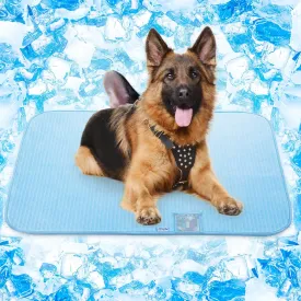 Rywell Dog Cooling Mat, Self Cooling Pad for Dogs, Arc-Chill Q-Max>0.4 Reusable Summer Pet Ice Cool Bed with Super Absorption, Machine Washable & Portable, Home & Travel -L Blue