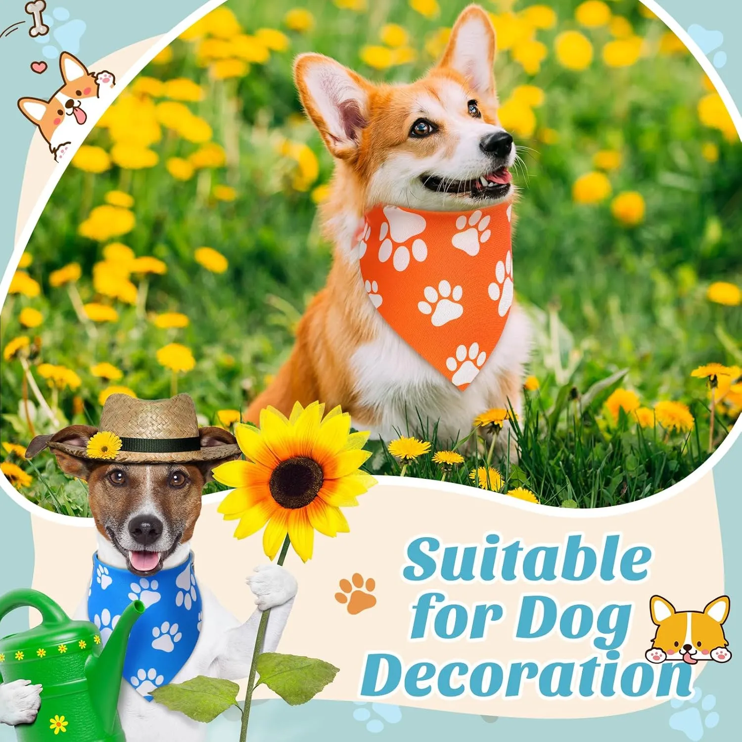 Sanwuta 30 Pcs Paw Print Dog Bandanas Bulk Colorful Paw Bandanas for Dogs Pets Triangle Kerchief Bib Scarf for Puppy Small Medium Large Pets Costume Accessories