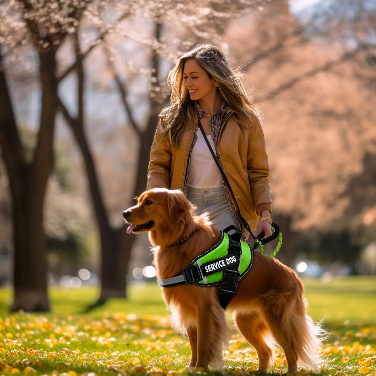 Service Dog Vest, 9 Dog Patches No Pull Dog Harness and Leash Set with Handle,Easy On and Off Pet Vest Harness with Night Safe Reflective Straps for Small Medium Large Breed Dogs
