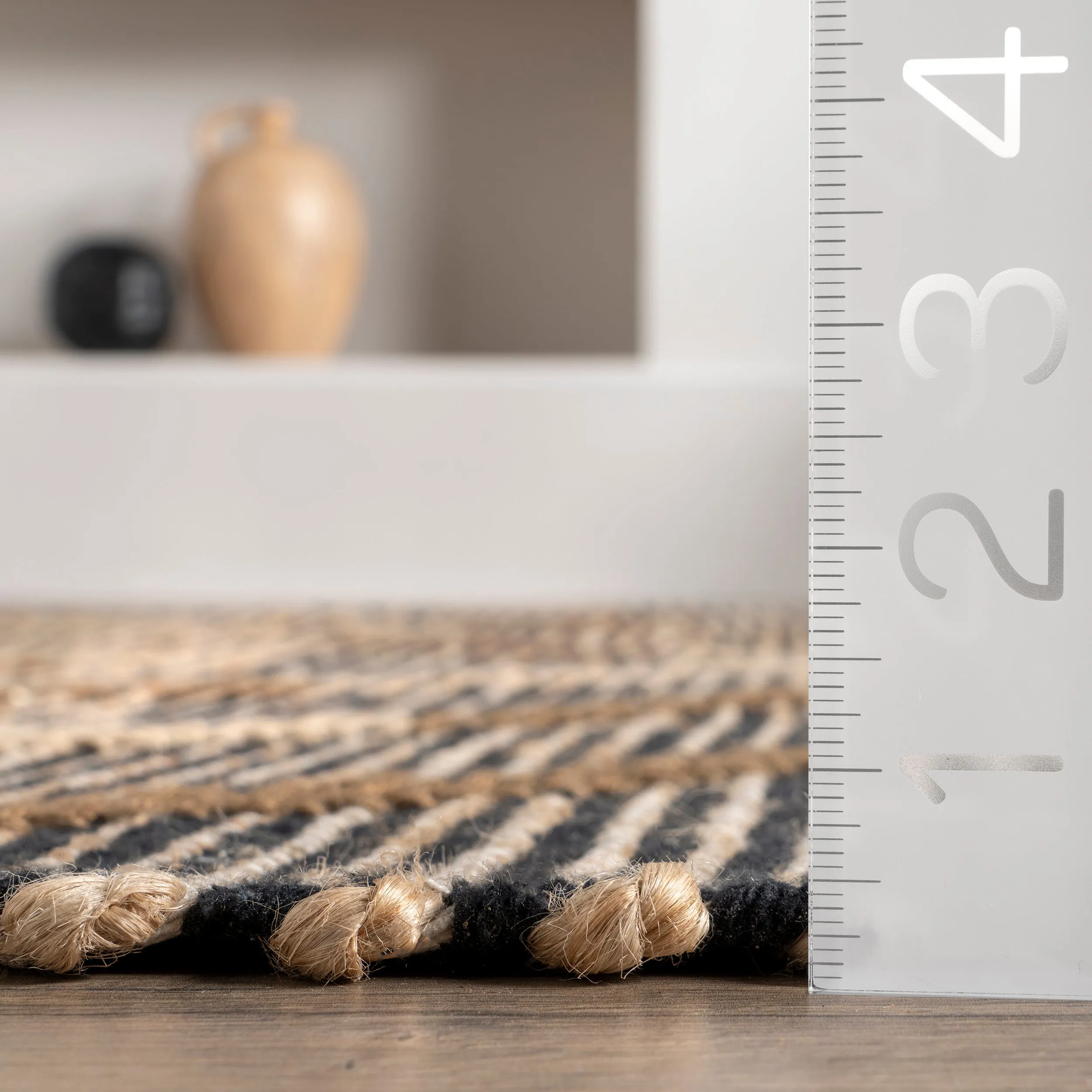 Shanti Diamond Stripes Jute Area Rug