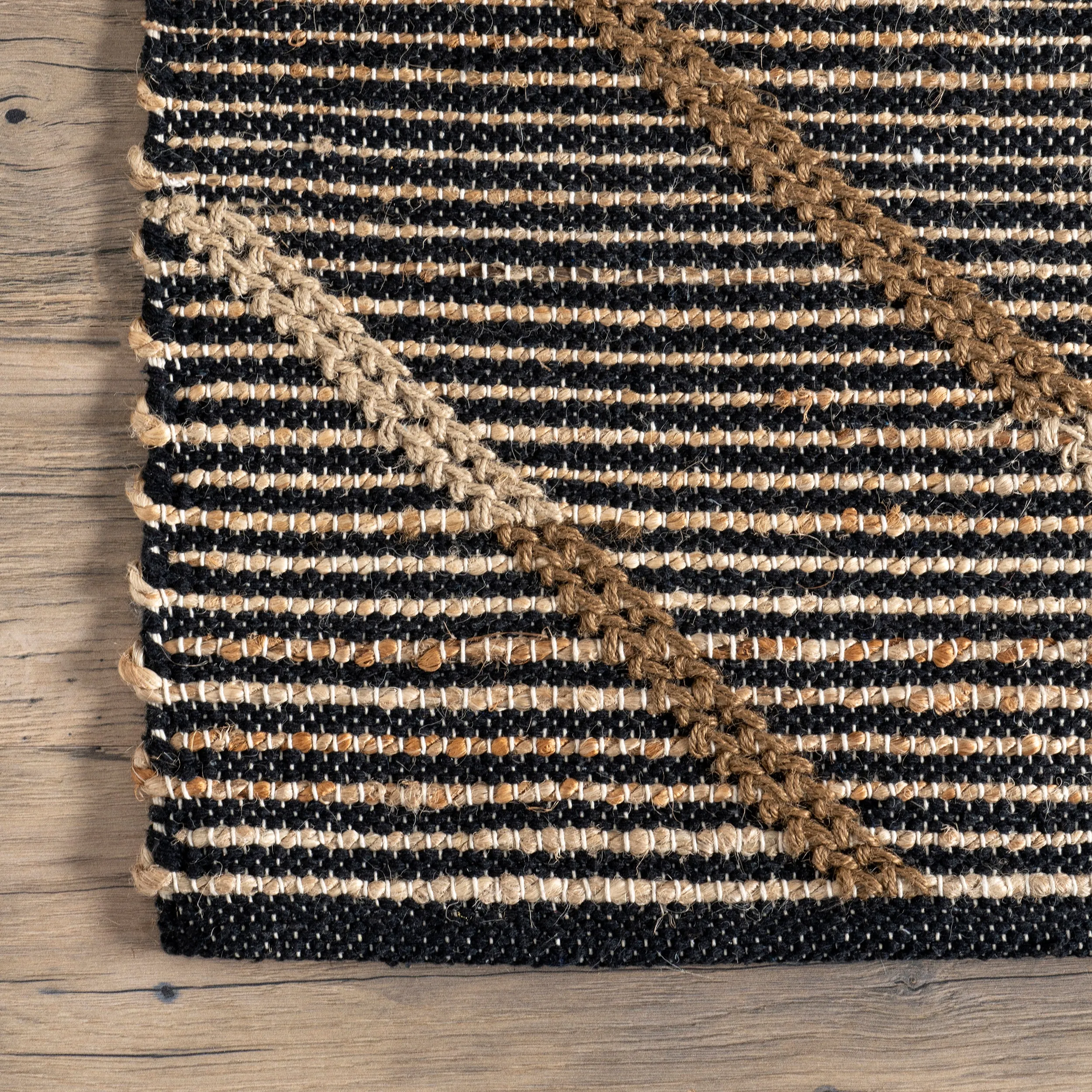 Shanti Diamond Stripes Jute Area Rug