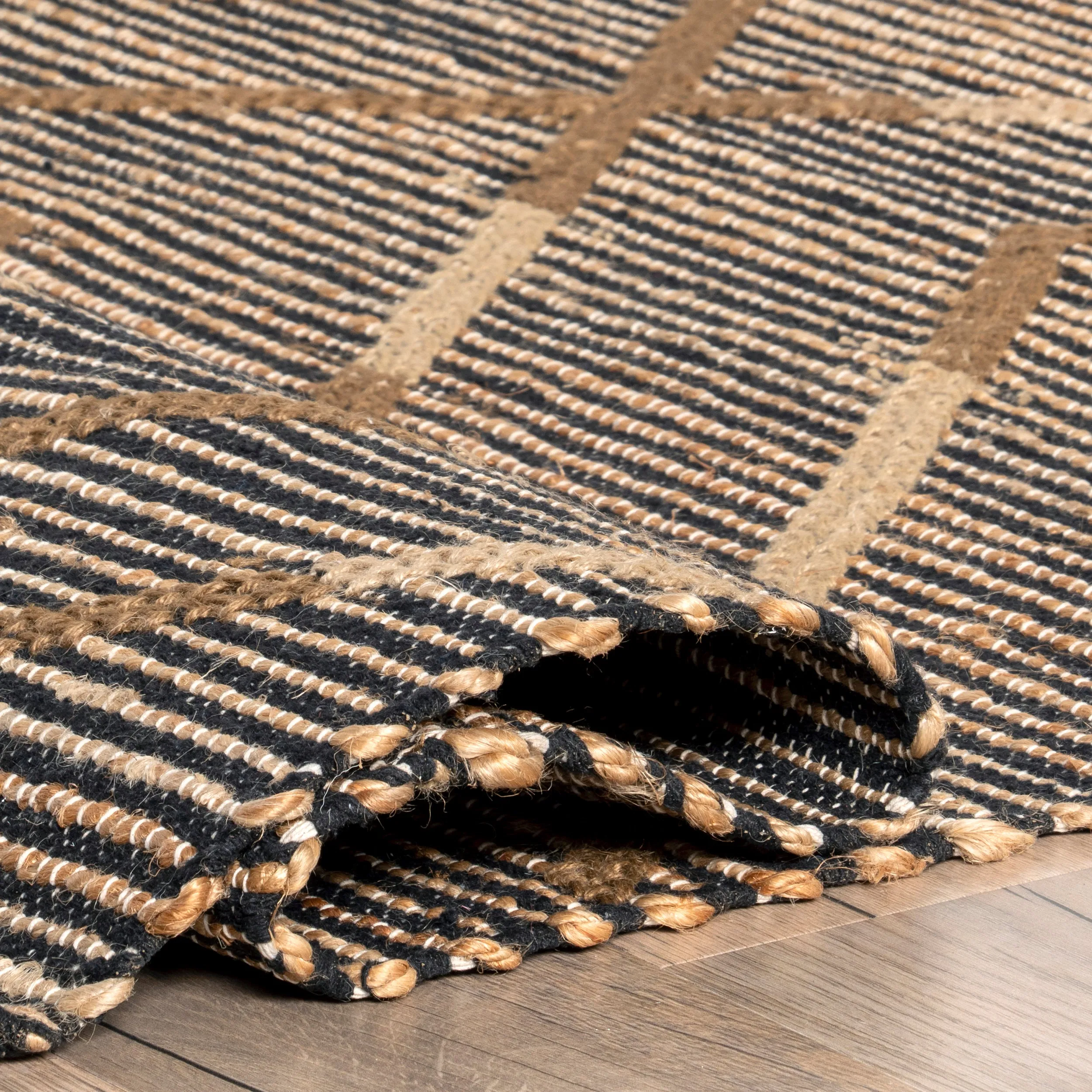 Shanti Diamond Stripes Jute Area Rug