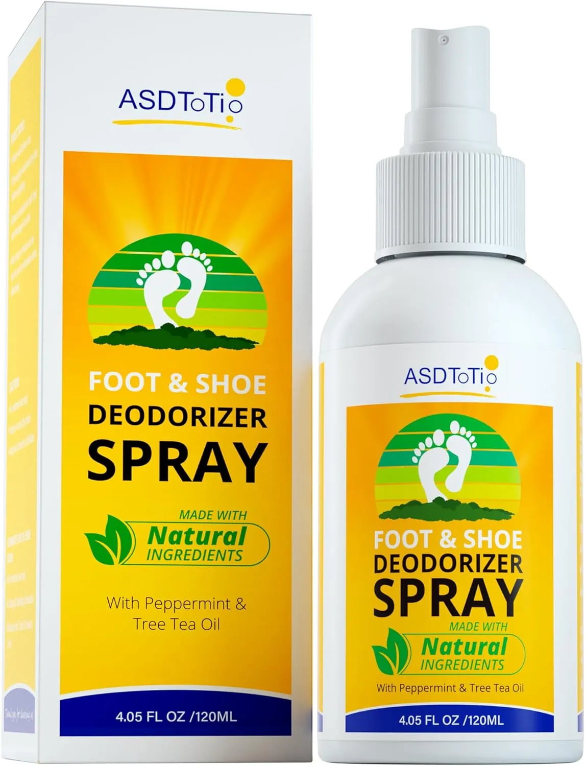 Shoe Deodorizer and Foot Spray- Natural Formula for Smelly Shoes & Stinky Feet, Tea Tree & Mint Shoe Freshener, Shoe Spray Smelly Shoes, Odour Eating Spray - 4 fl. Oz