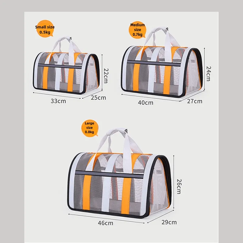 Size M Pink And White Foldable Pet Carrier Bag - Lightweight, Breathable, and Spacious for All Seasons