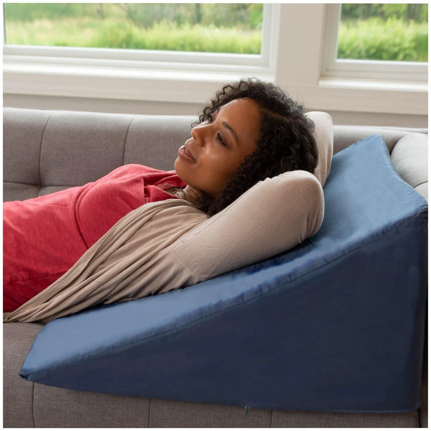 Sleep Jockey Bed Wedge Pillow with Egyptian Cotton Casing