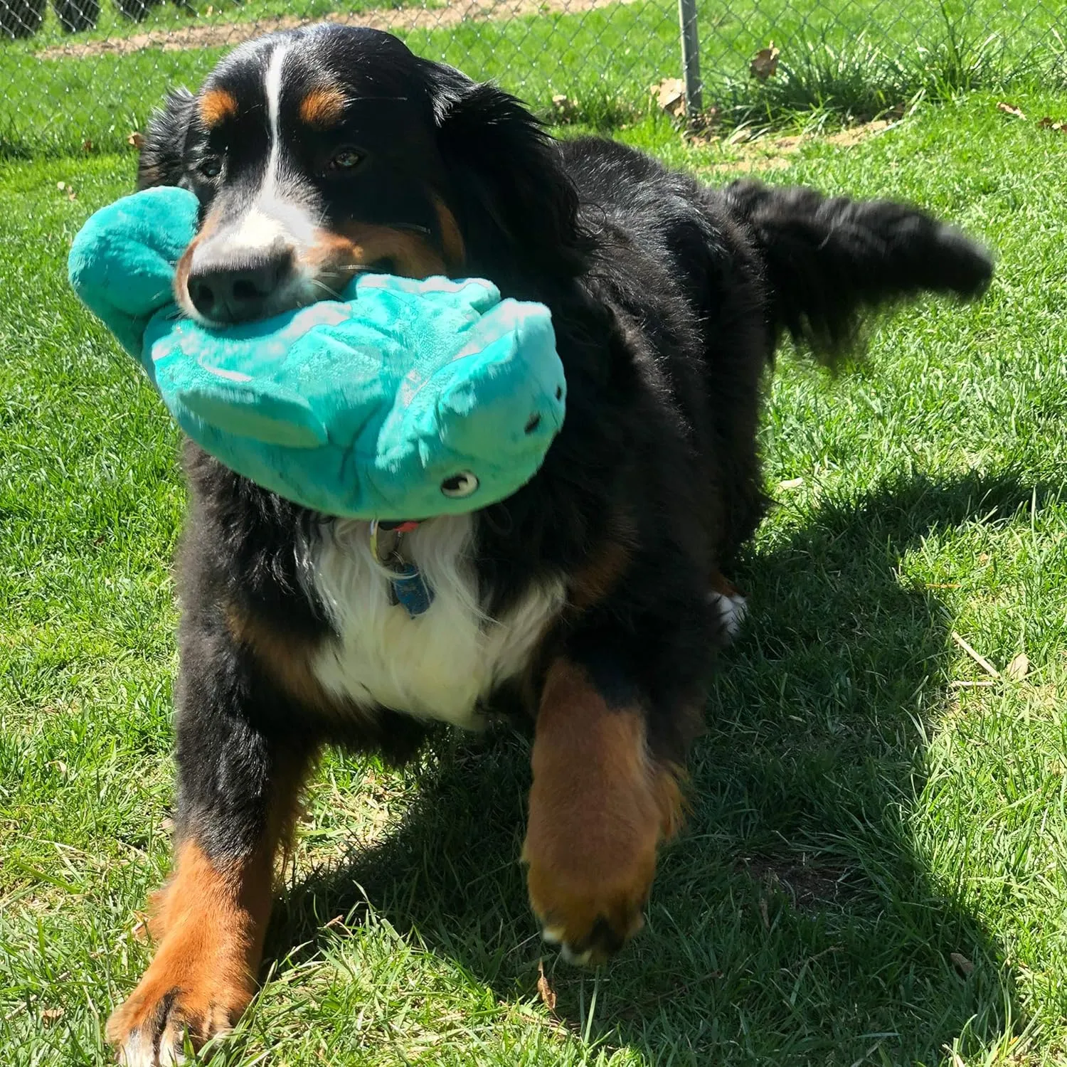 SmartPetLove Snuggle Puppy Tender-Tuffs - Large Marine Stuffed Manatee Plush Toy for Big Dogs - Puncture Resistant Squeaker