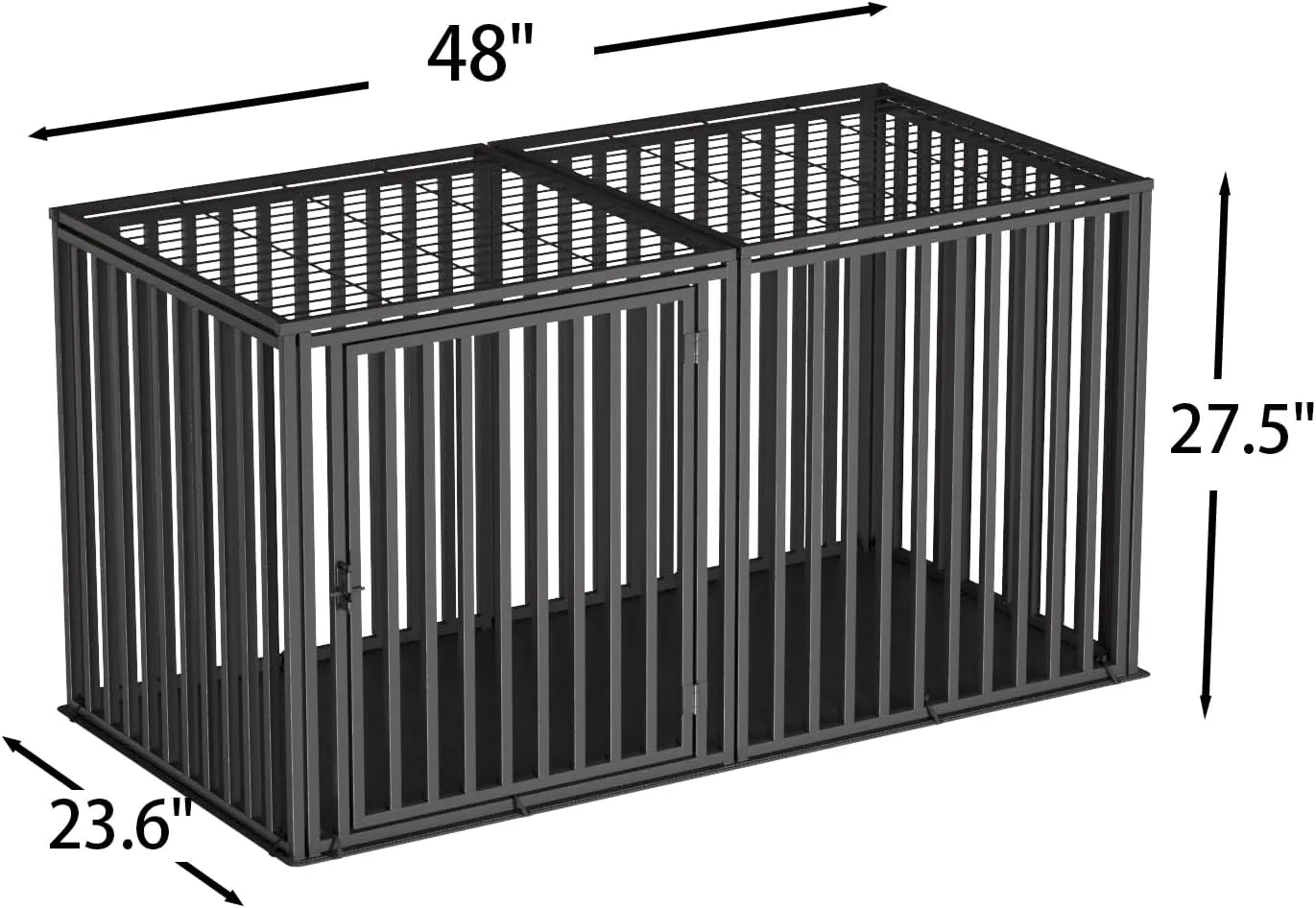 Steel Tube Heavy Anti-Bite Large Dog Crate with Mat Base, 48" L x 28" H Dog Crates for Medium Large Dogs, Big Dog Cage, Dog Kennel, Puppy Dog Playpen with Top, Pet Cage, Indoor, Black2