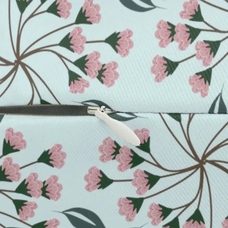Stylish Floral Polyester Lumbar Pillow with Pink Flowers