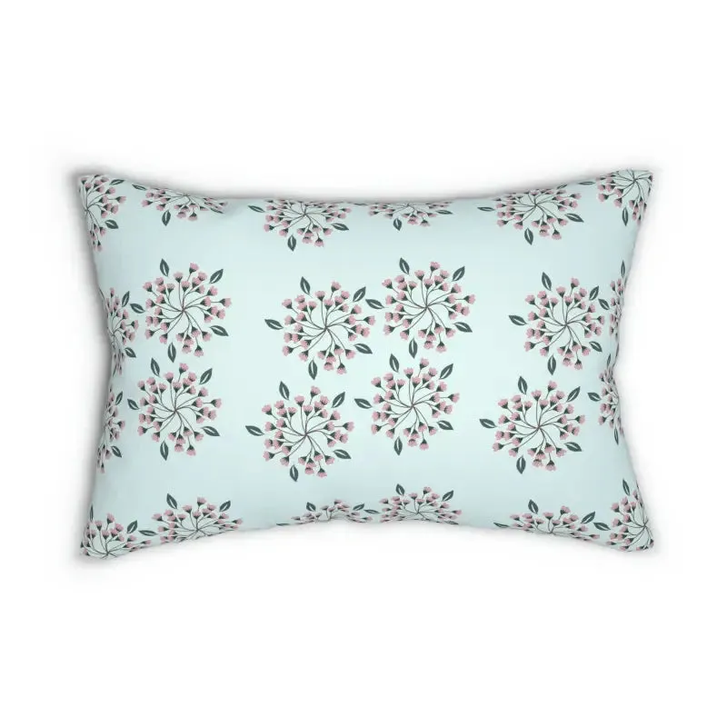 Stylish Floral Polyester Lumbar Pillow with Pink Flowers
