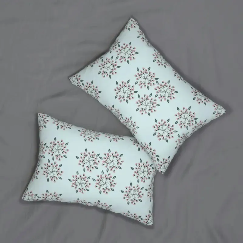 Stylish Floral Polyester Lumbar Pillow with Pink Flowers
