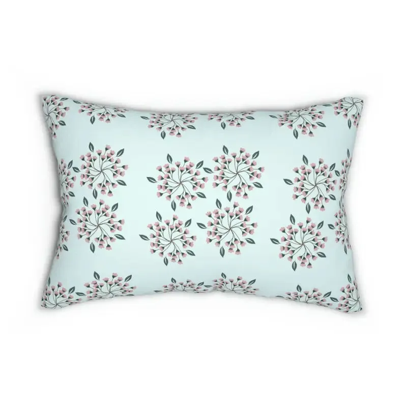 Stylish Floral Polyester Lumbar Pillow with Pink Flowers