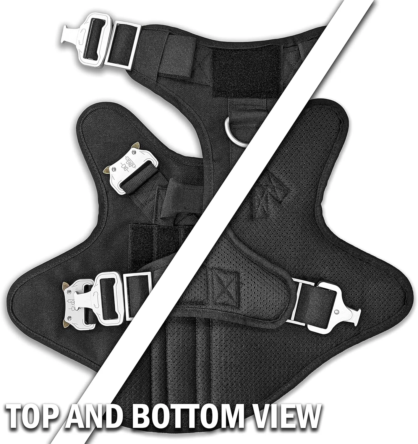 Tactical Dog Harness for Small Sized Dogs with Metal Buckle; Military Style Tactical Dog Vest Harnesses; Heavy Duty Harness for Small Dogs with All Metal Components. Black (S)