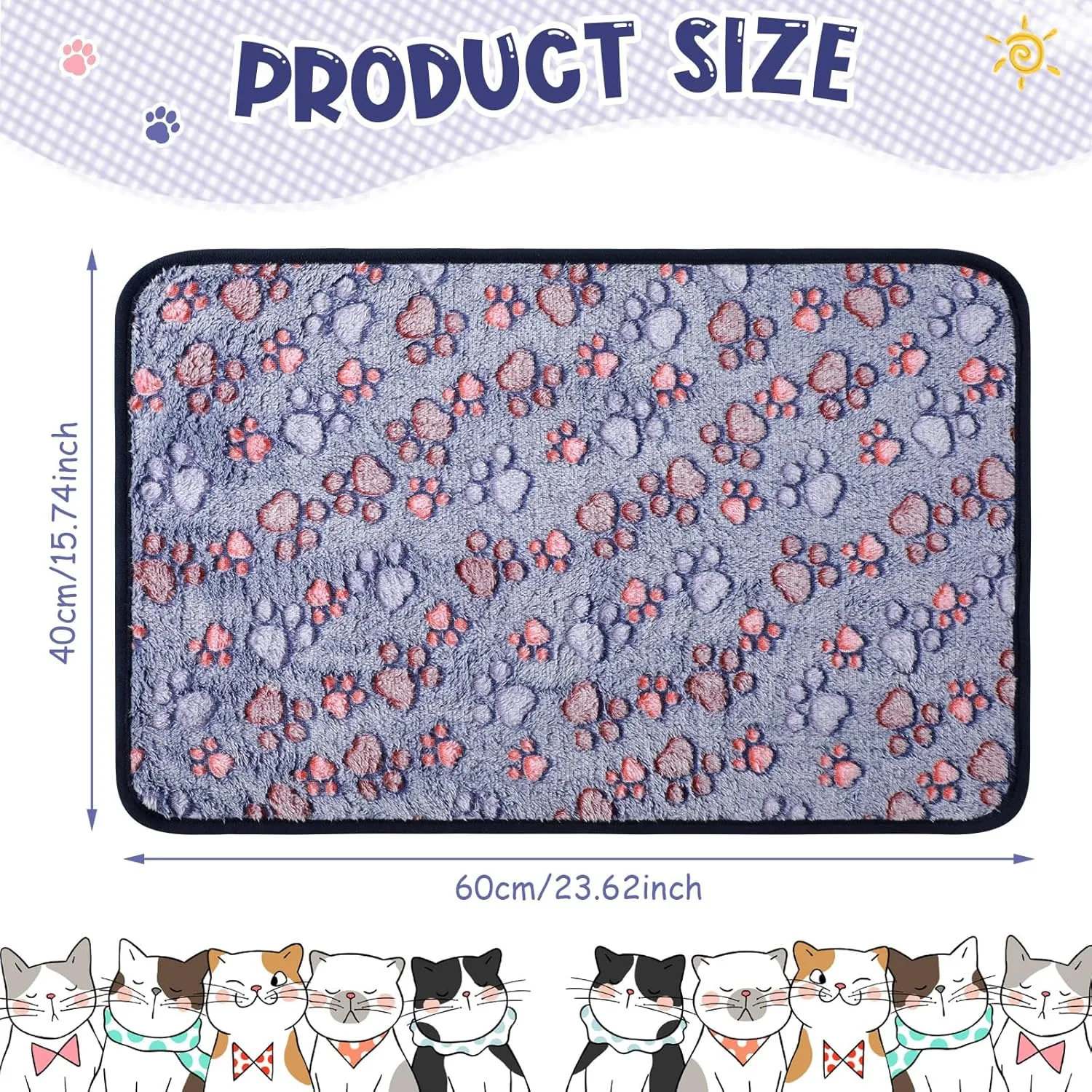 Tatuo 4 Pcs Dog Blanket for Pet Puppy Teething Toys Paw Print Fleece Blanket for Pet Cat Soft Warm Sleep Mat Guinea Pig Cage Mat(Small(24 x 16 Inch),Blue)