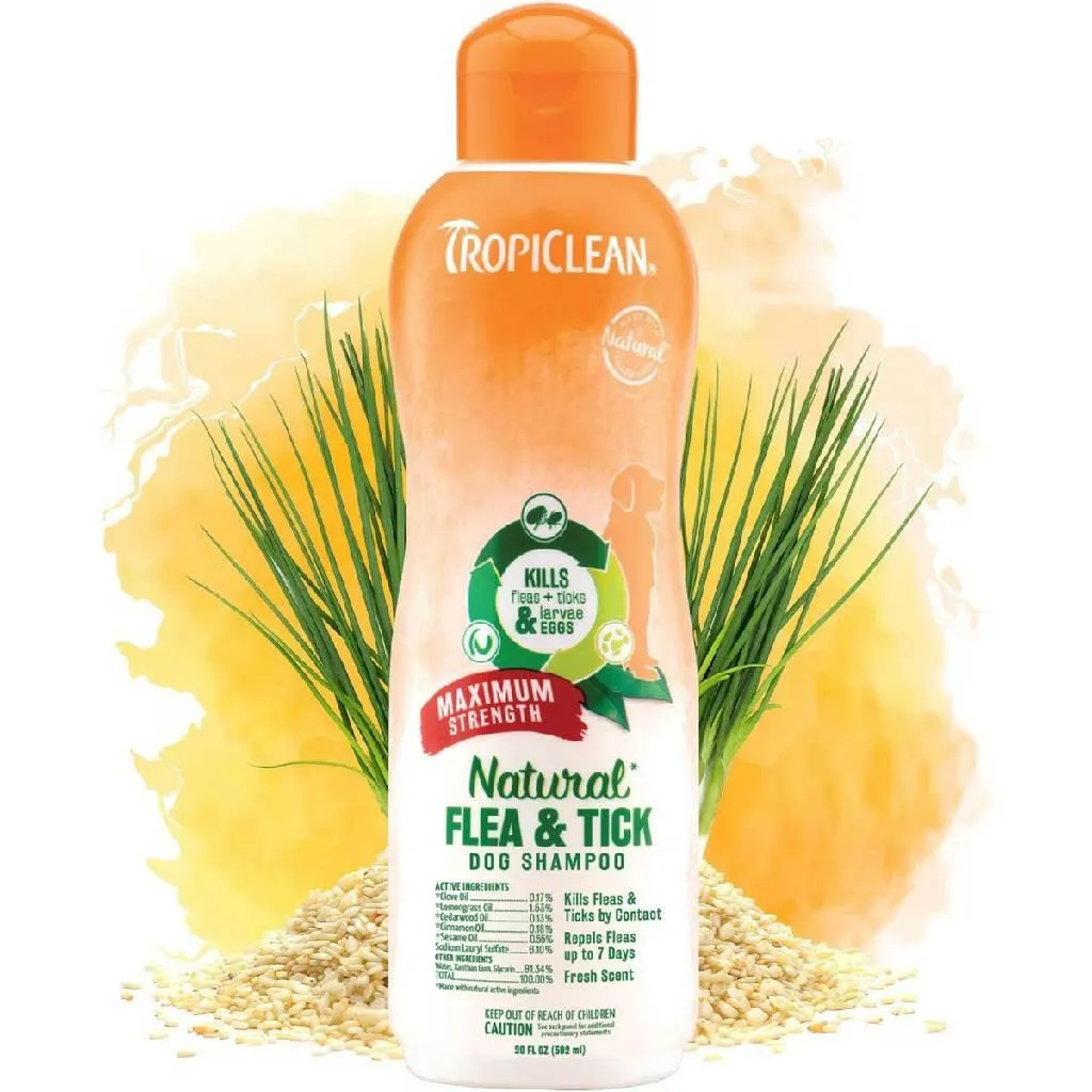 Tropiclean Natural Flea & Tick Shampoo Maximum Strength For Dogs