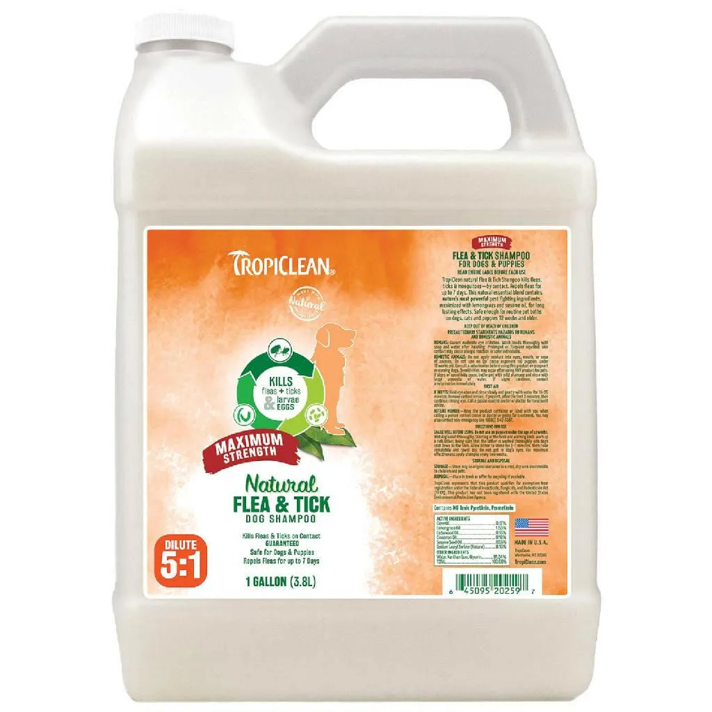 Tropiclean Natural Flea & Tick Shampoo Maximum Strength For Dogs