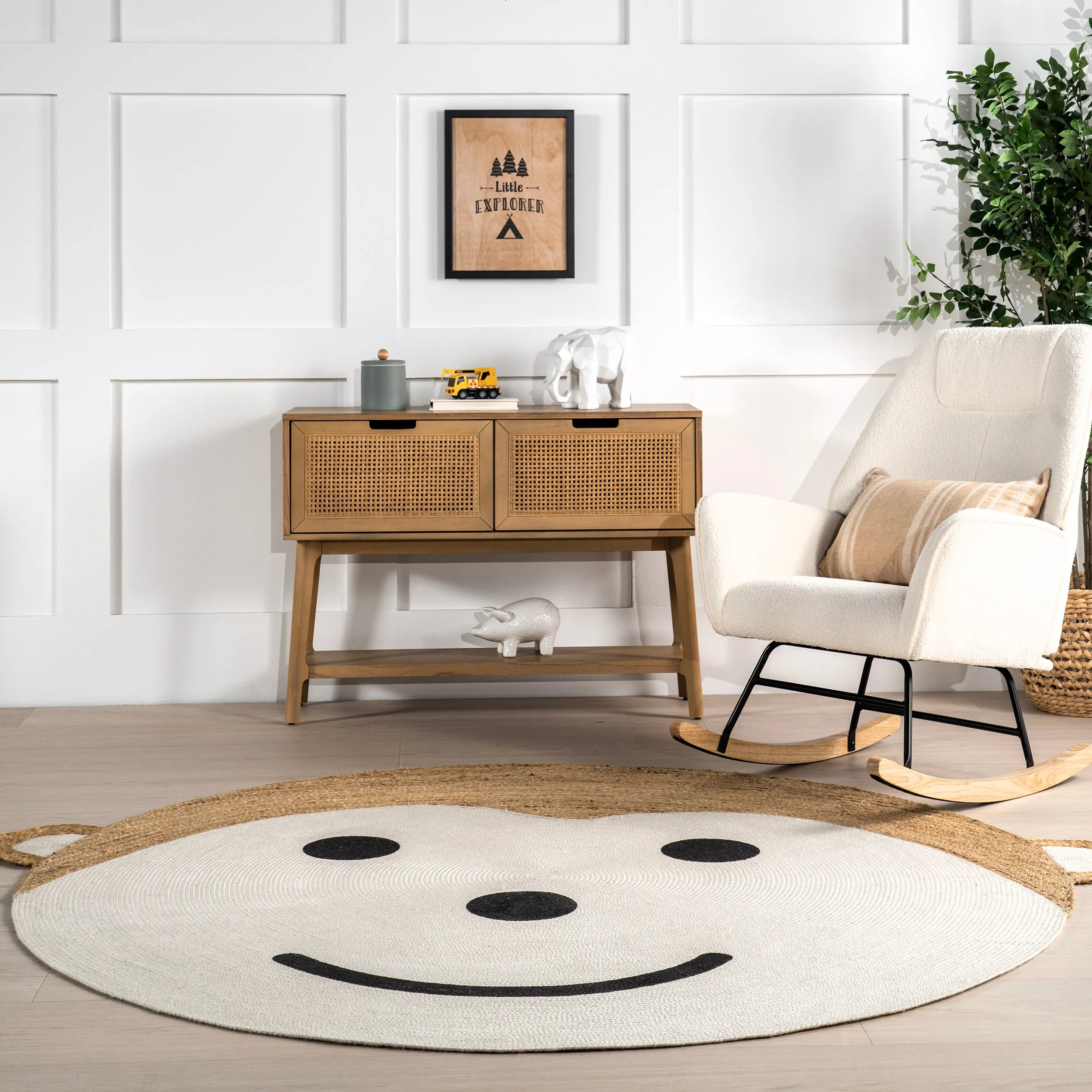 Weylyn Monkey Handwoven Kids Jute Area Rug