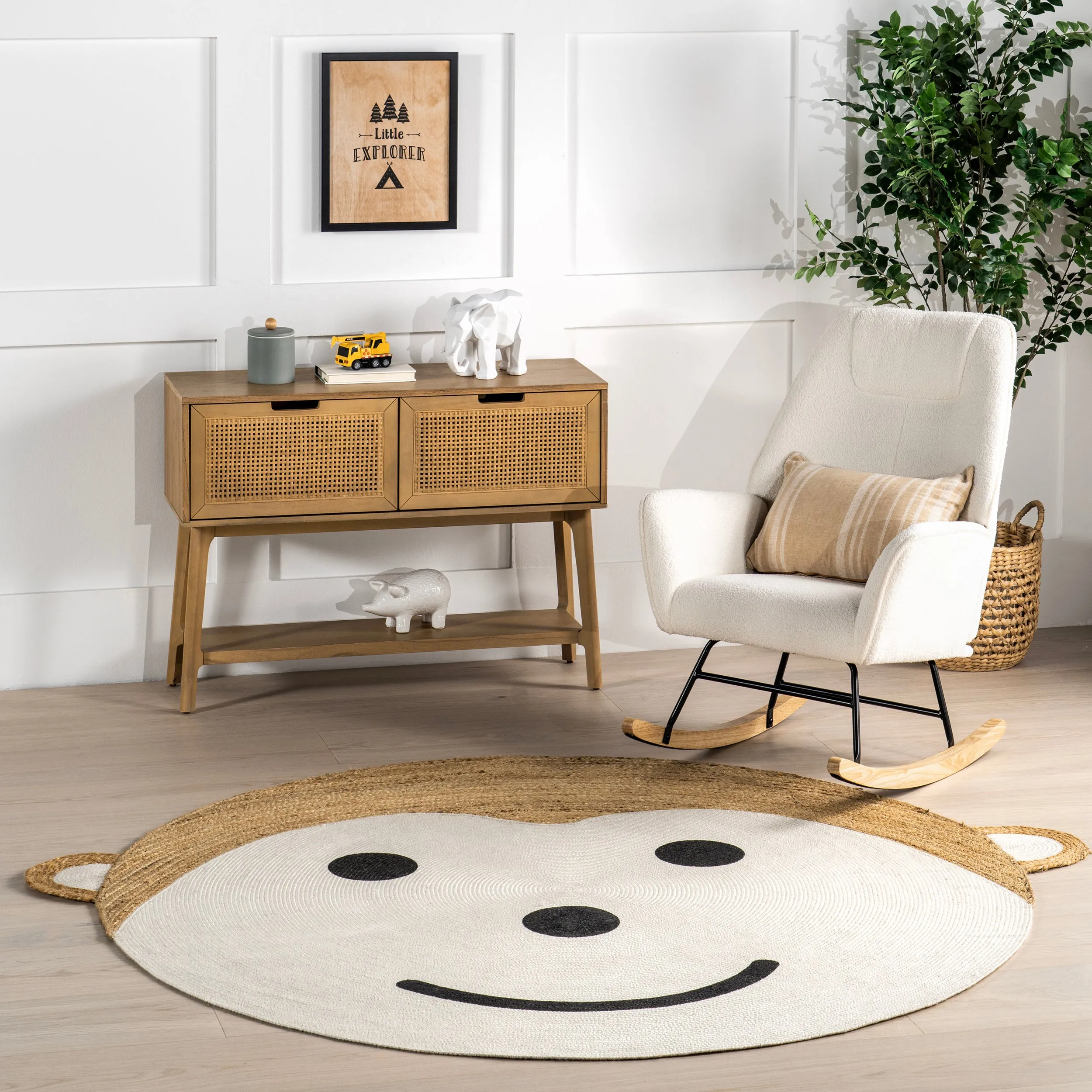 Weylyn Monkey Handwoven Kids Jute Area Rug
