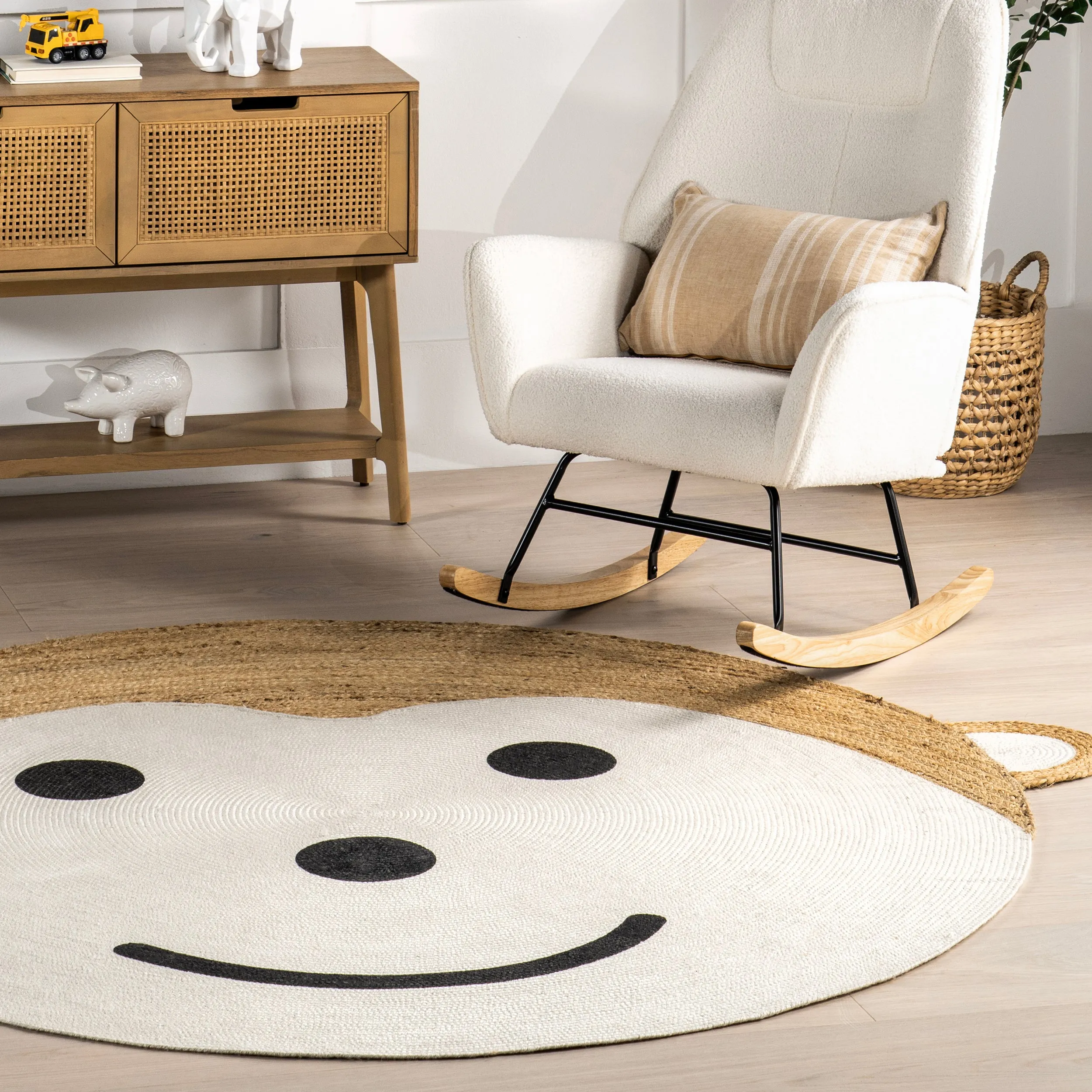 Weylyn Monkey Handwoven Kids Jute Area Rug
