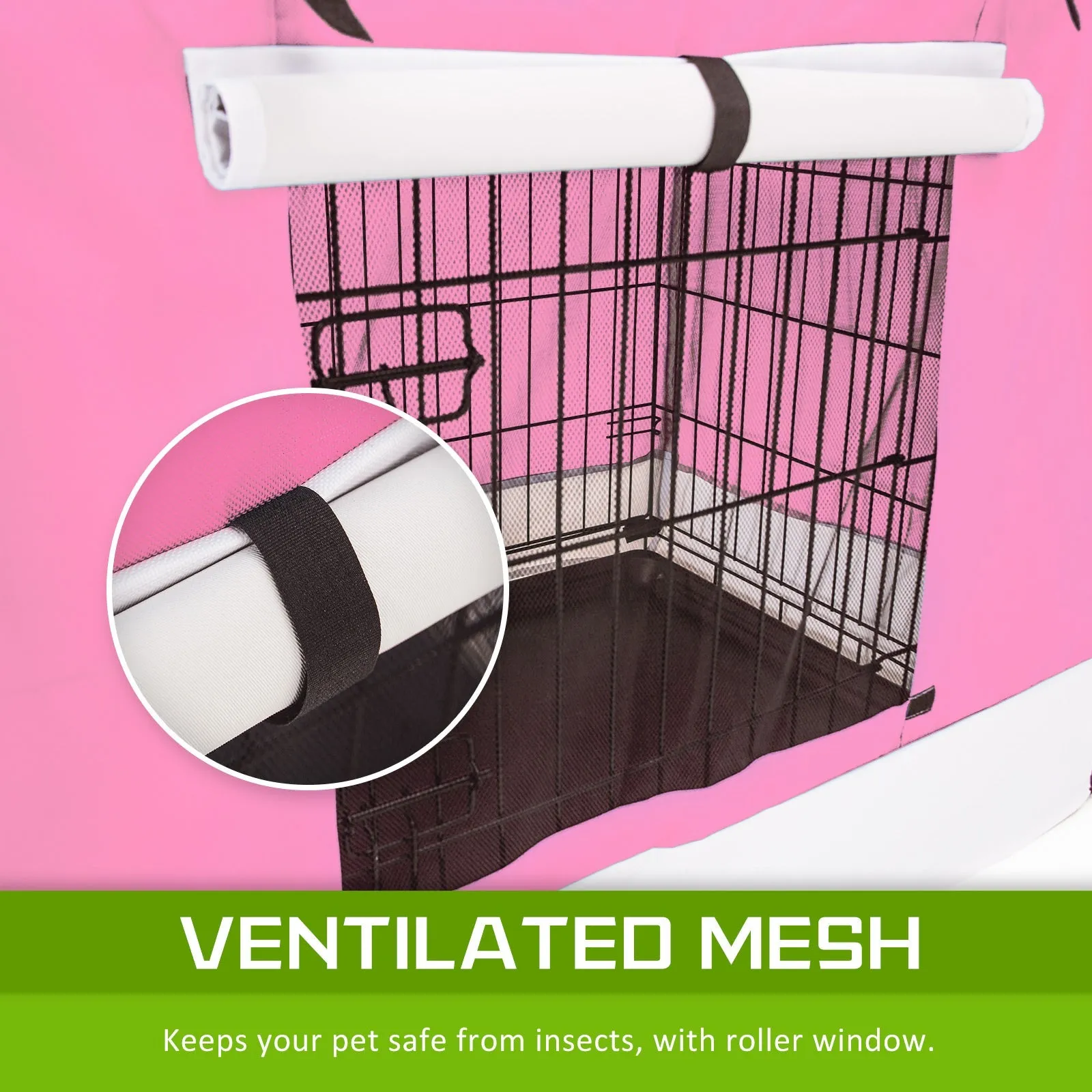 Wire Dog Cage Foldable Crate Kennel 30in with Tray   Pink Cover Combo