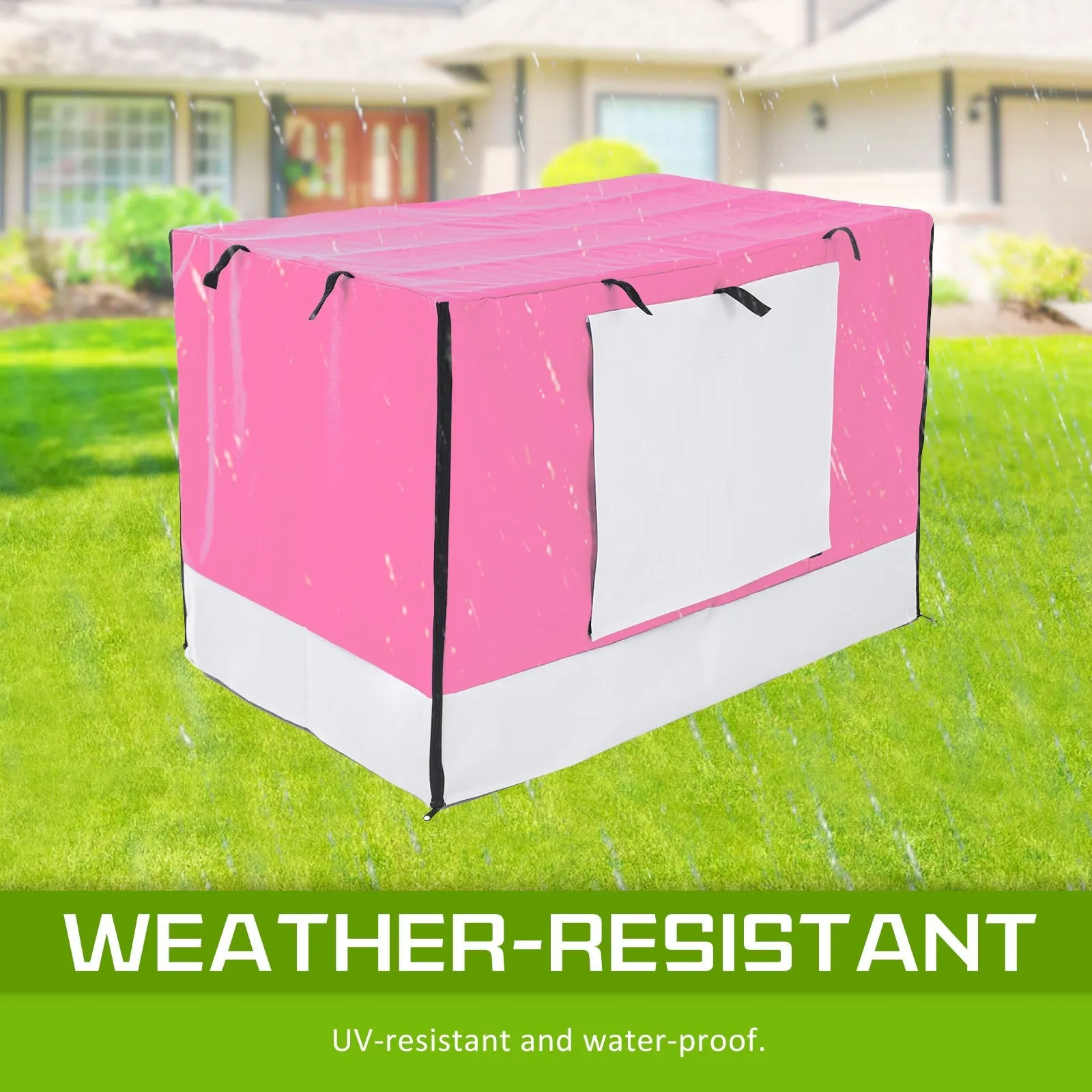 Wire Dog Cage Foldable Crate Kennel 30in with Tray   Pink Cover Combo