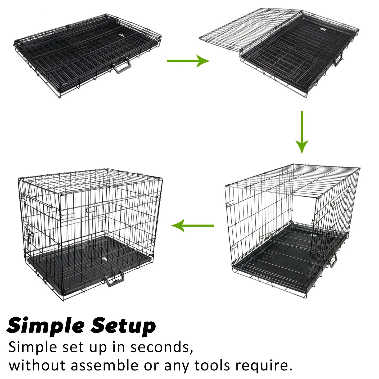 Wire Dog Cage Foldable Crate Kennel 42in with Tray   Cushion Mat Combo