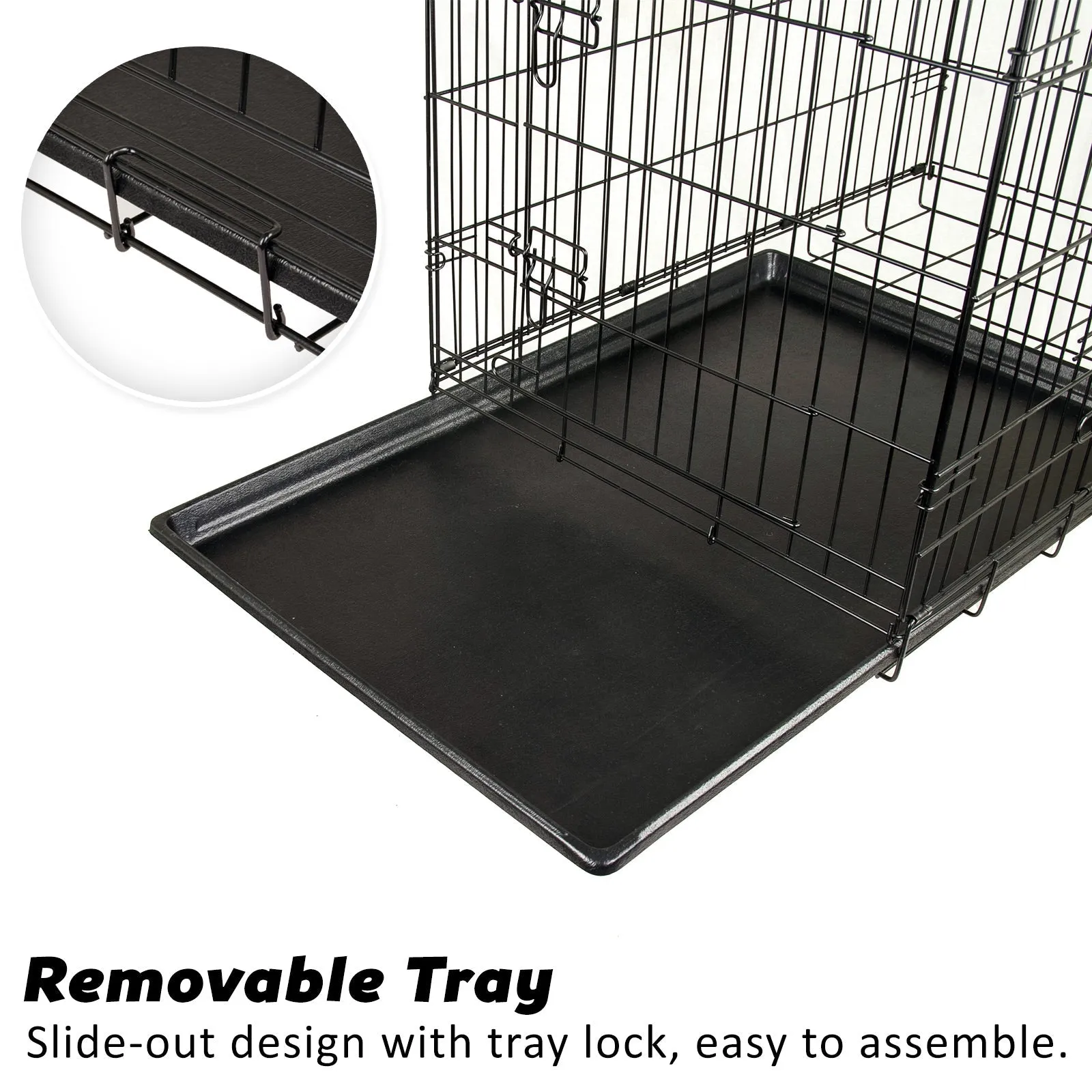 Wire Dog Cage Foldable Crate Kennel 42in with Tray   Cushion Mat Combo