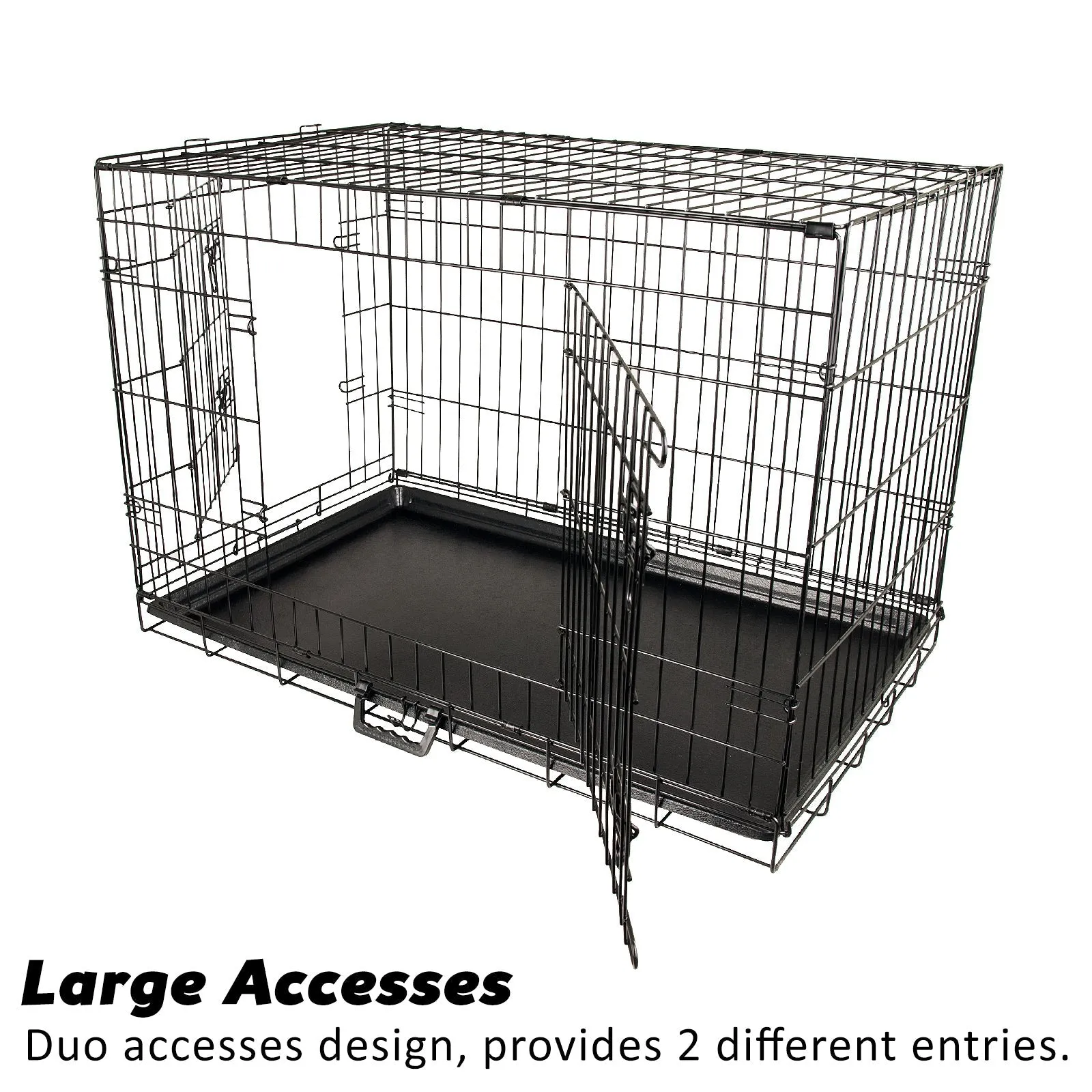 Wire Dog Cage Foldable Crate Kennel 42in with Tray   Cushion Mat Combo