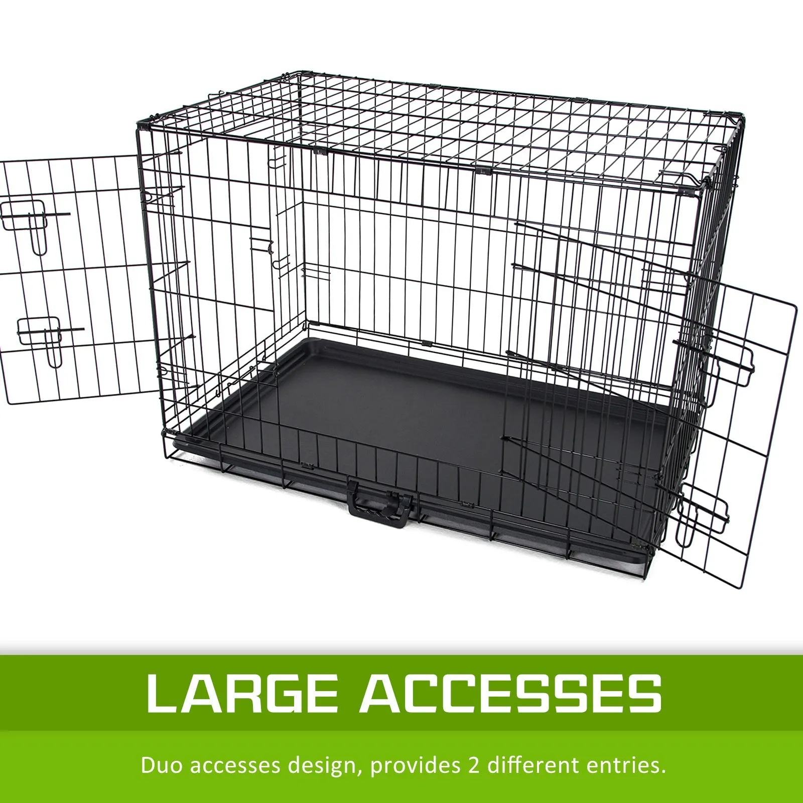 Wire Dog Cage Foldable Crate Kennel 48in with Tray   Blue Cover Combo