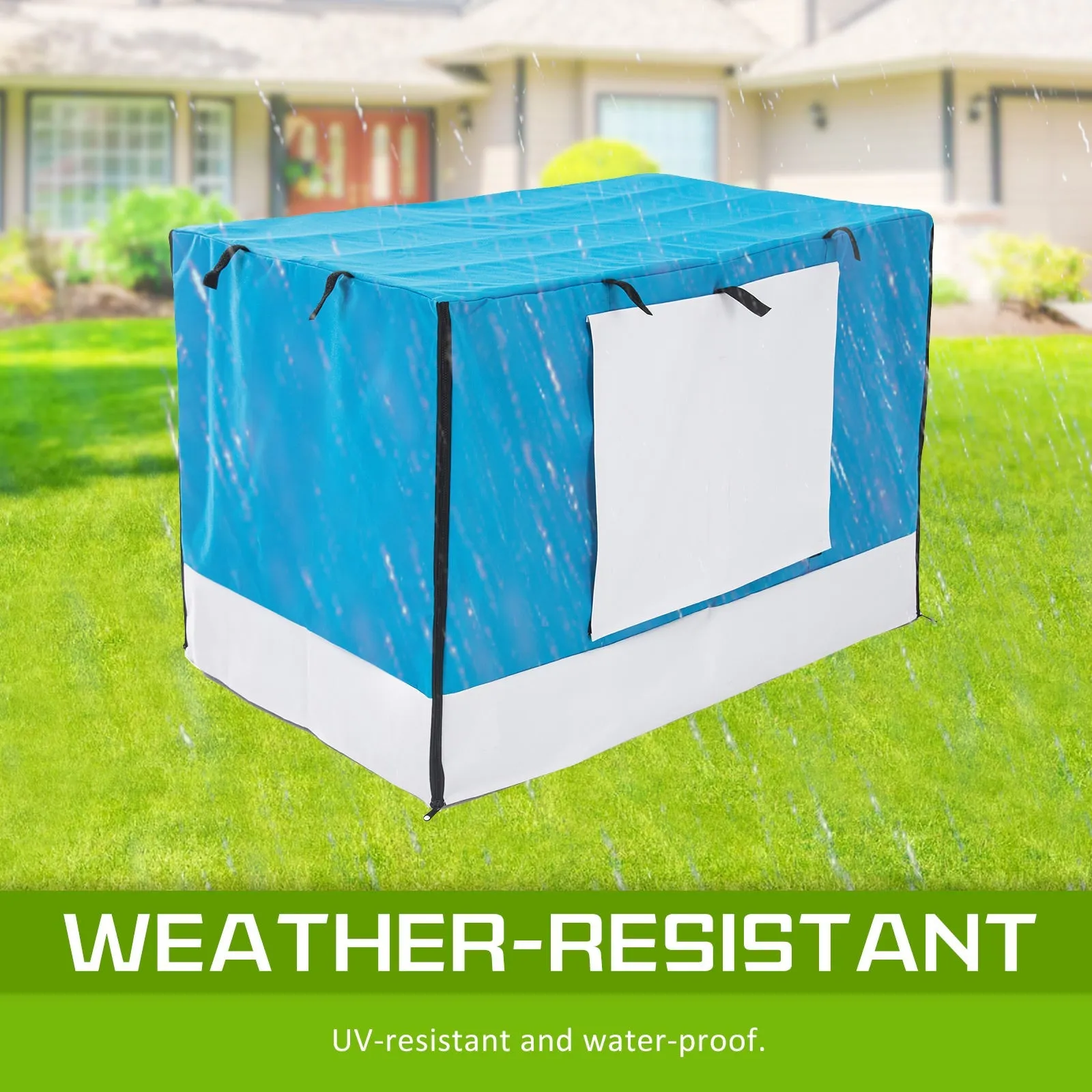 Wire Dog Cage Foldable Crate Kennel 48in with Tray   Blue Cover Combo