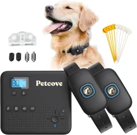 Wireless Dog Fence & Remote Training Collar, 2.4GHz Non-GPS Fence for Dogs Wireless, 2 in 1 Dog Fence Wireless System for 2 Dogs Electric Fence Buzz, Noise, Vibration