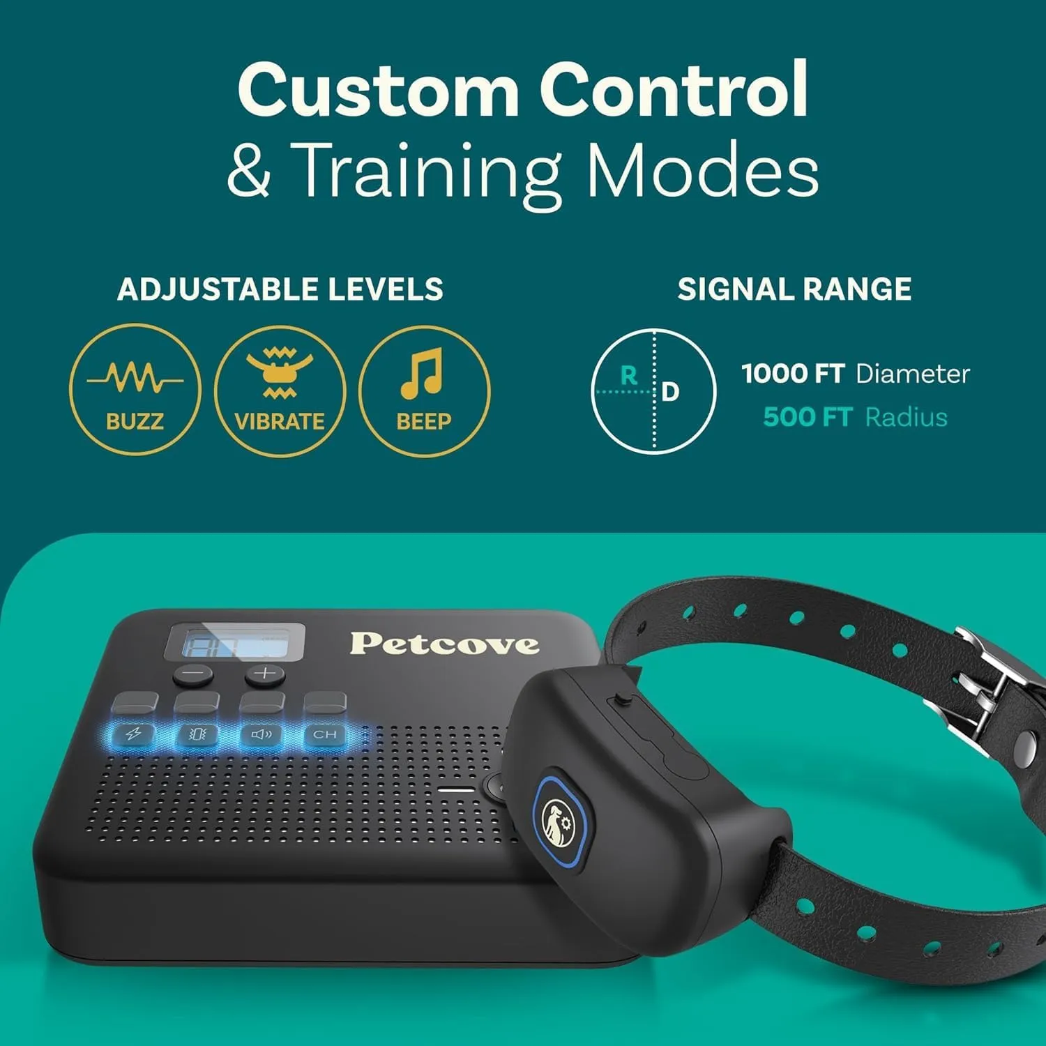Wireless Dog Fence & Remote Training Collar, 2.4GHz Non-GPS Fence for Dogs Wireless, 2 in 1 Dog Fence Wireless System for 2 Dogs Electric Fence Buzz, Noise, Vibration